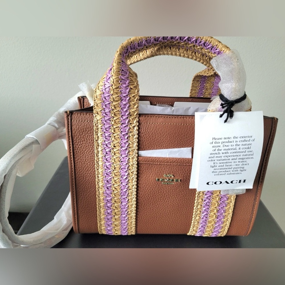 Coach Brown and Gold Tote with Purple Accents -NWT